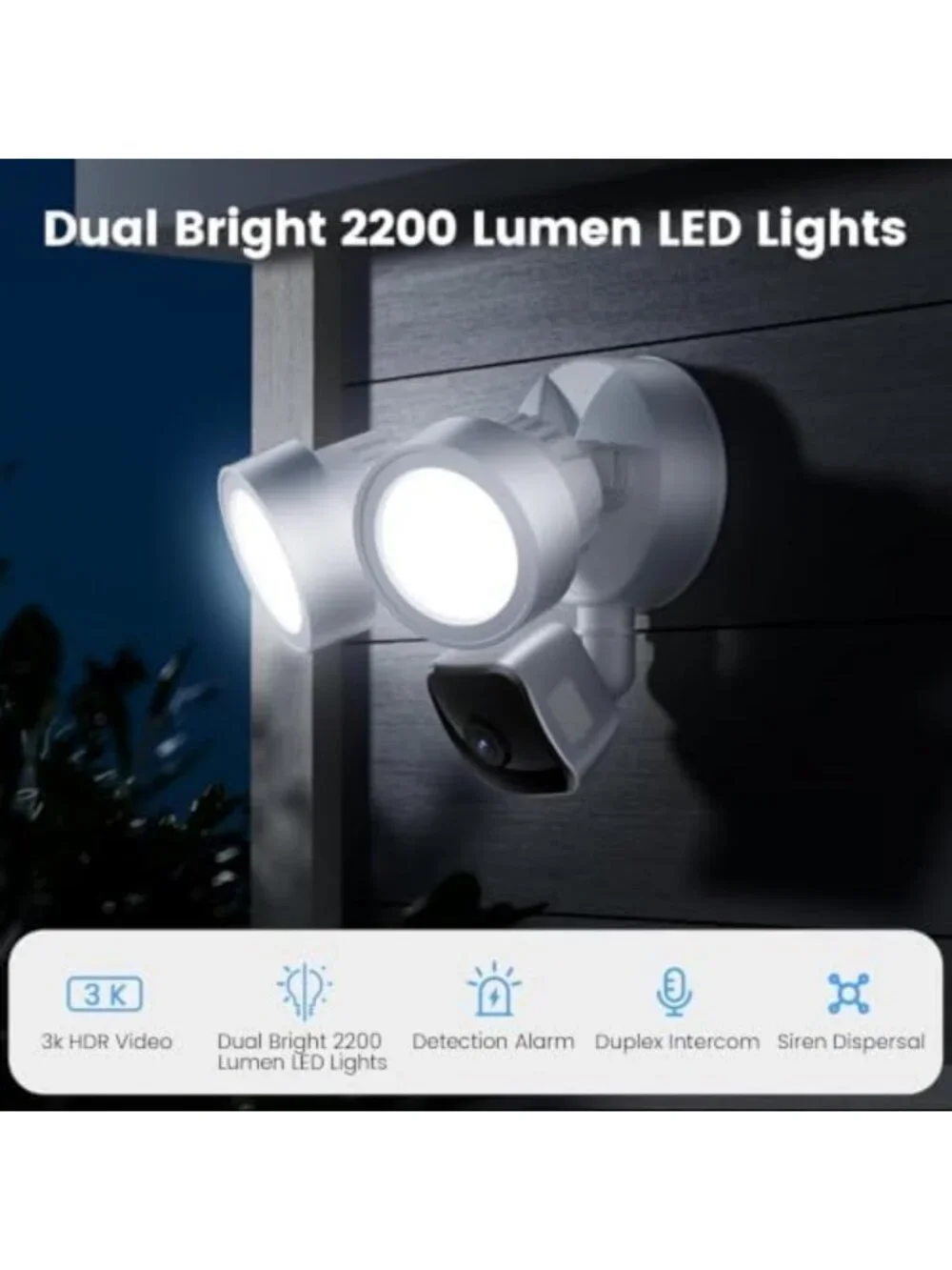 3K UHD Wired Floodlight Security Camera - Outdoor Motion Detection, Alexa